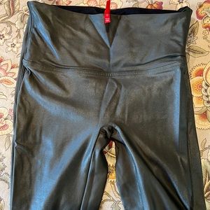 Faux Leather Leggings - Hunter Green